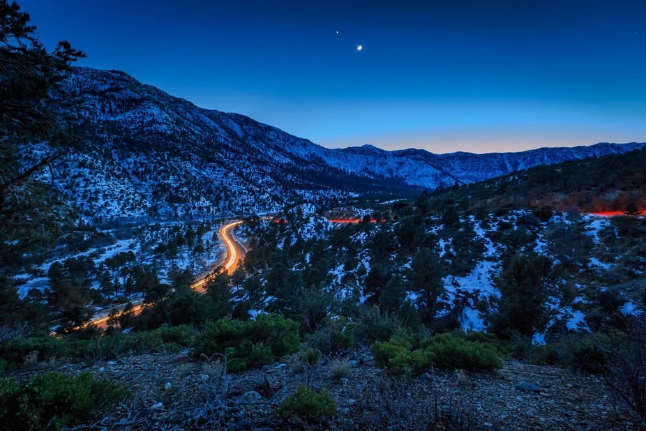 Snow on Mt. Charleston at Dusk